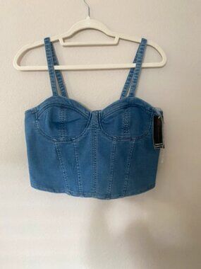 No Boundaries denim corset top